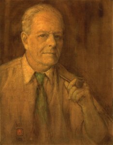 Charles W. Bartlett - watercolor self-portrait, 1933, private collection