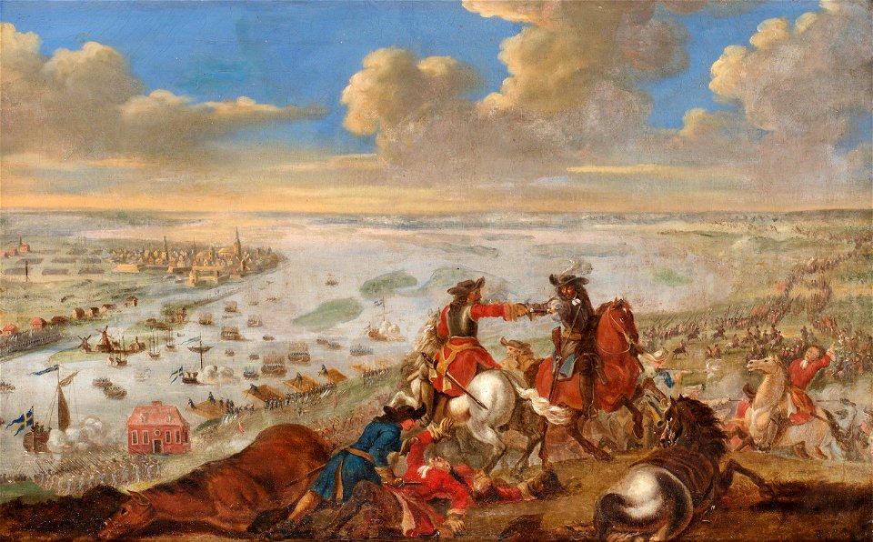 Charles XII is crossing the Düna, 1701