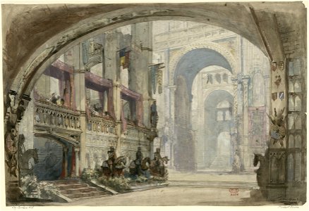 Charles-Antoine Cambon - Set design for the première of Rossini's Robert Bruce, Act III, Scene 3 - Original