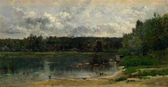 Charles-François Daubigny - River Scene with Ducks