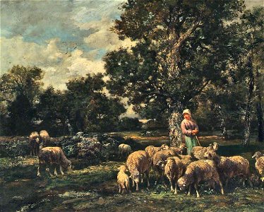 Charles Émile Jacque (1813-1894) - The Flock - ABDAG002843 - Aberdeen Art Gallery