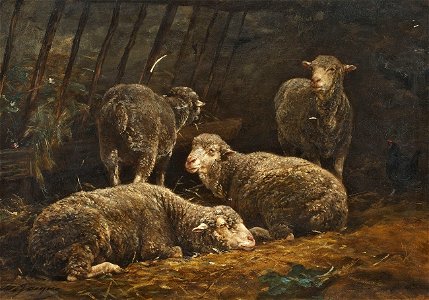 Charles Émile Jacque Schafe im Stall
