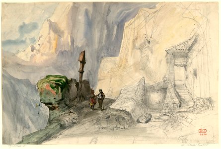 Charles-Antoine Cambon - Set design for Act II of Louis Dietsch's Le vaisseau fantôme - Original