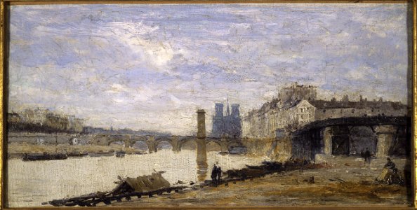 Charles-Emile Cuisin - Le Pont de la Tournelle, l'Ile Saint-Louis et l'Estacade, vus de l'île Louviers - P1746 - Musée Carnavalet