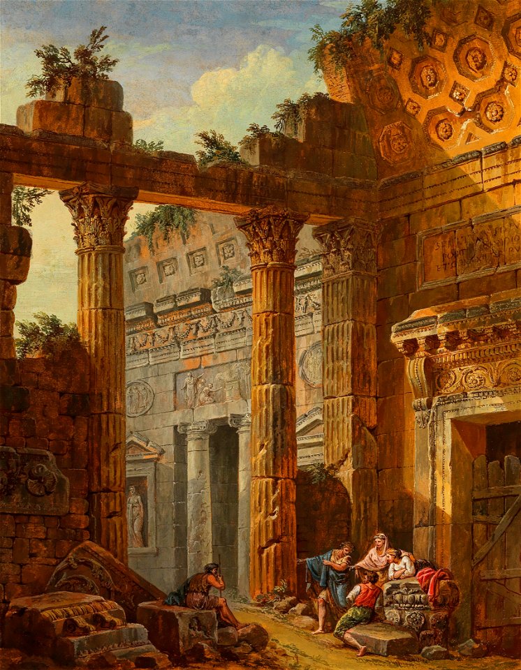 Charles-Louis Clérisseau Capriccio with ruins 1775