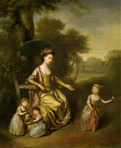 Charlotte Newcomen, Lady Gleadowe-Newcomen, 1st Viscountess Newcomen, with Her Daughters Jane, Teresa and Charlotte in a Garden