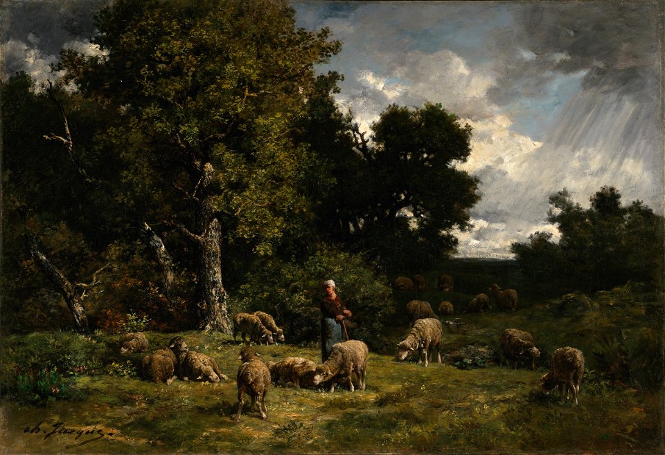 Charles-Émile Jacque - Shepherdess and Sheep - 1939.176 - Fogg Museum