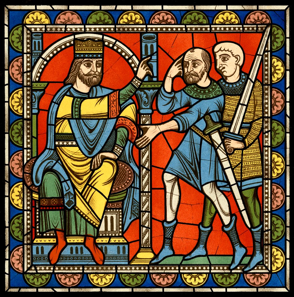 Chartres VITRAIL DE LA VIE DE JÉSUS-CHRIST Motiv 13 Hérode ordonnant aux soldats de massacrer les enfants