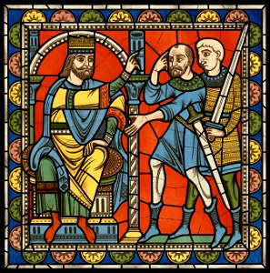 Chartres VITRAIL DE LA VIE DE JÉSUS-CHRIST Motiv 13 Hérode ordonnant aux soldats de massacrer les enfants