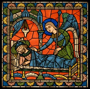 Chartres VITRAIL DE LA VIE DE JÉSUS-CHRIST Motiv 21 Joseph averti en songe par un ange
