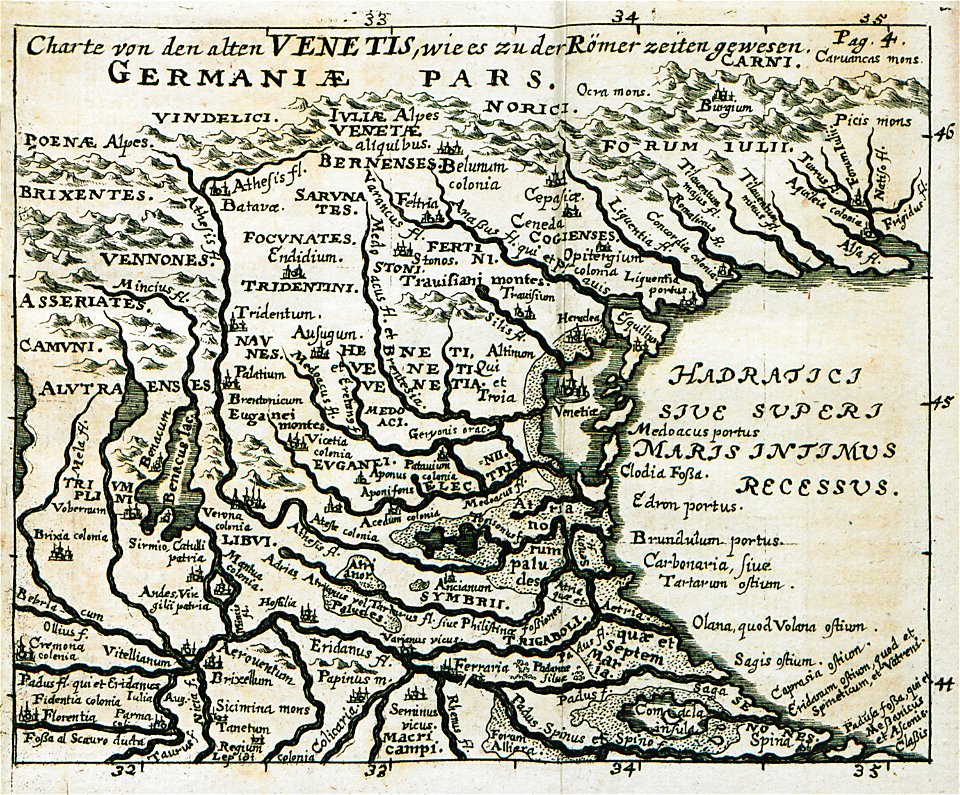 Charte von den alten Venetis, wie es zu der Römer zeiten gewesen - Sandrart Jacob Von - 1686
