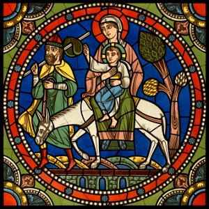 Chartres VITRAIL DE LA VIE DE JÉSUS-CHRIST Motiv 18 Le retour d’Égypte (la Sainte Famille)