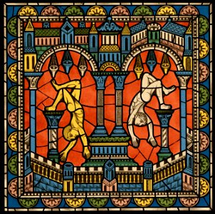 Chartres VITRAIL DE LA VIE DE JÉSUS-CHRIST Motiv 19 Les idoles d’Égypte tombant à l’arrivée de Jésus en ce pays. Free illustration for personal and commercial use.