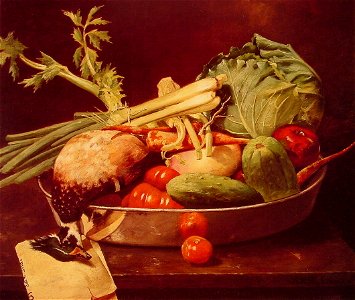 Chase William Merritt Still Life with Vegetable. Free illustration for personal and commercial use.