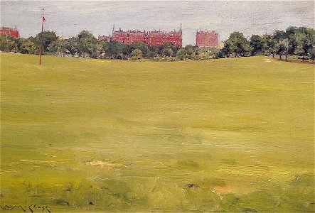 Chase William Merritt View from Central Park 1889. Free illustration for personal and commercial use.
