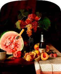 Chase William Merritt Still Life With Watermelon 1869. Free illustration for personal and commercial use.