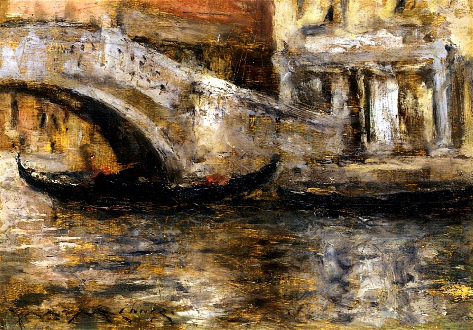 Chase William Merritt Gondolas Along Venetian Canal 1913