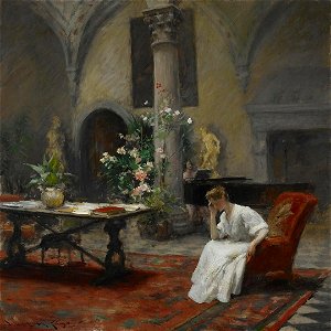 William Merritt Chase - The Song, 1907. Free illustration for personal and commercial use.