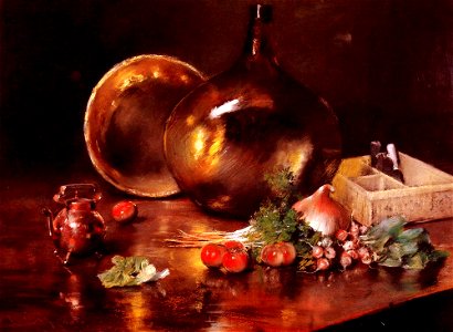 Chase William Merritt Still Life Brass and Glass 1888