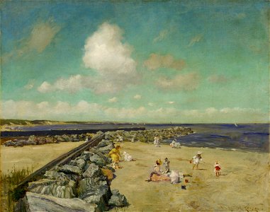 William Merritt Chase - Morning at Breakwater, Shinnecock, c.1897. Free illustration for personal and commercial use.