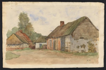 Chaumières drawing by Jean-François Taelemans, R-2009-26334, Prints Department, Royal Library of Belgium