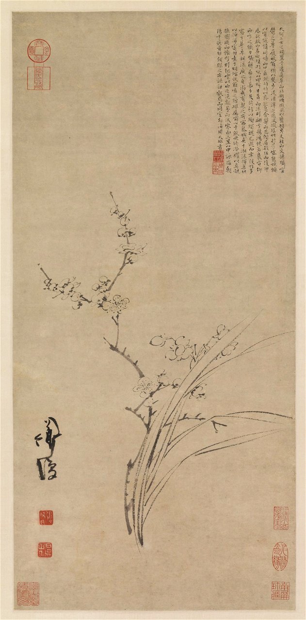 Chen Chun 陳淳 (Chen Daofu 陳道復) - Narcissus and Plum Blossoms (Meihua shuixian tu 梅花水仙圖) - 1998-97 - Princeton University Art Museum