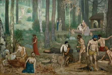 Pierre Puvis de Chavannes - The Woodcutters, San Antonio Museum of Art. Free illustration for personal and commercial use.