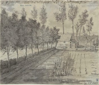Chaumiere au Bas du Jardin Botanique de Bruxelles avant que la roche avait ete construite, 1826