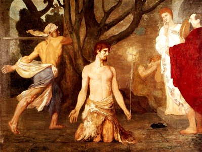 Puvis de Chavannes, Pierre-Cécile - The Beheading of St John the Baptist - c. 1869. Free illustration for personal and commercial use.