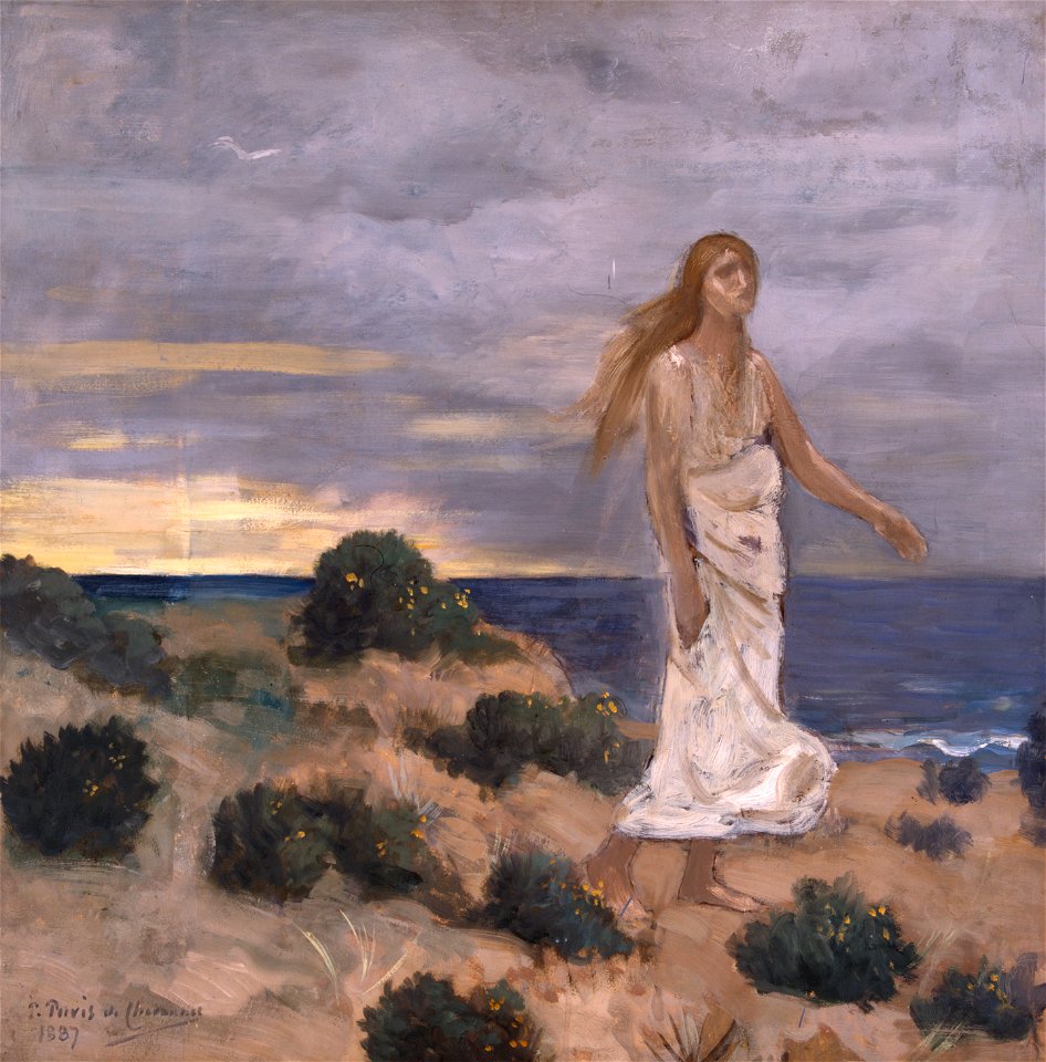 Pierre Puvis de Chavannes - Woman on the Beach - WGA18535