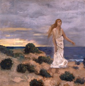 Pierre Puvis de Chavannes - Woman on the Beach - WGA18535