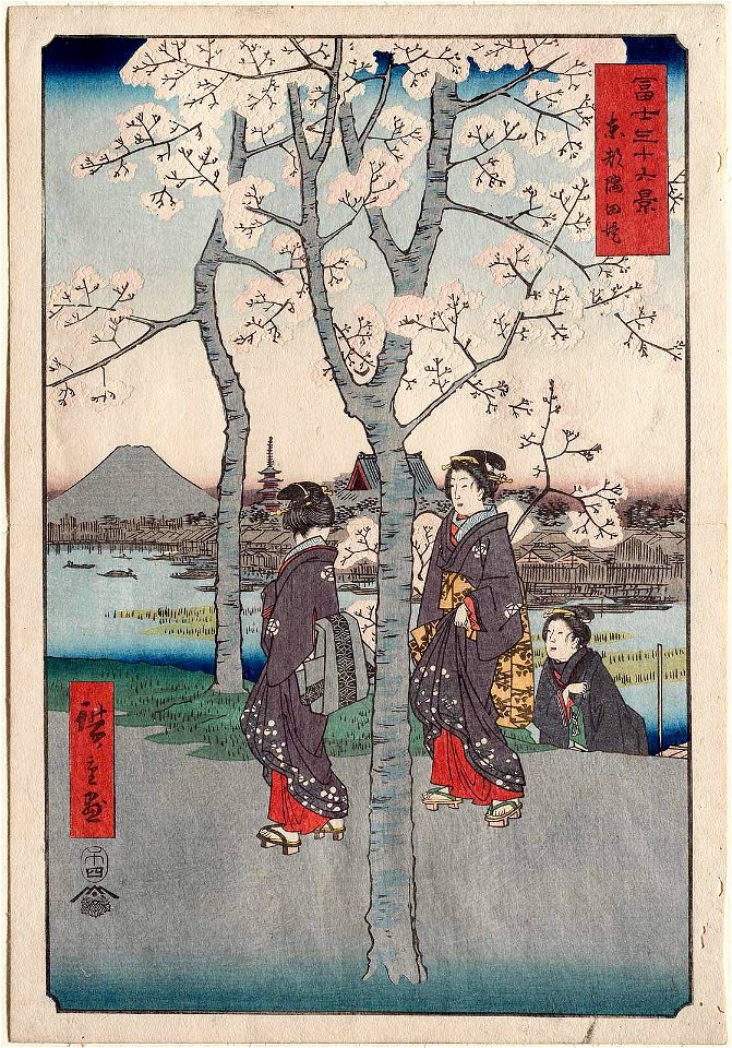 Cherry-Blossom-Utagawa-Hiroshige-36-Views-of-Mount Fuji-Series-7