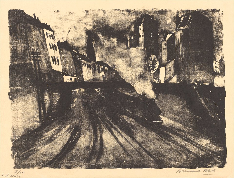 Chemin de fer de ceinture à Paris, print by Armand Apol (1879-1950), Belgium, (1914), Prints Department of the Royal Library of Belgium, S.IV 22438