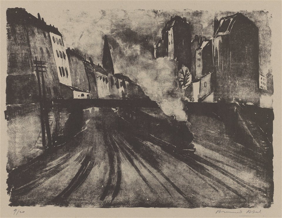 Chemin de fer de ceinture à Paris, print by Armand Apol (1879-1950), Belgium, (1914), Prints Department of the Royal Library of Belgium, S.IV 25465