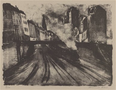 Chemin de fer de ceinture à Paris, print by Armand Apol (1879-1950), Belgium, (1914), Prints Department of the Royal Library of Belgium, S.IV 25465