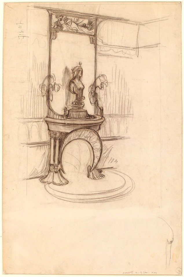 Cheminée décorative avec le buste de La Nature mucha fouquet