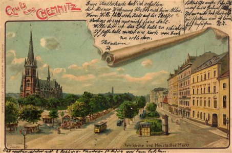 Chemnitz, Sachsen - Petrikirche und Neustädter Markt (Zeno Ansichtskarten)