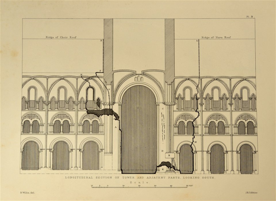 Chichester Cathedral Longitudinal Section South Willis 1861