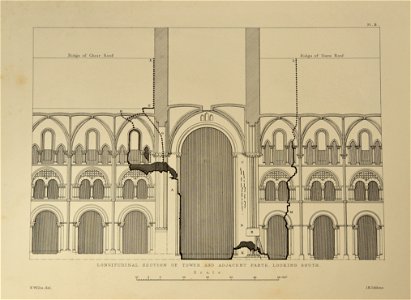Chichester Cathedral Longitudinal Section South Willis 1861