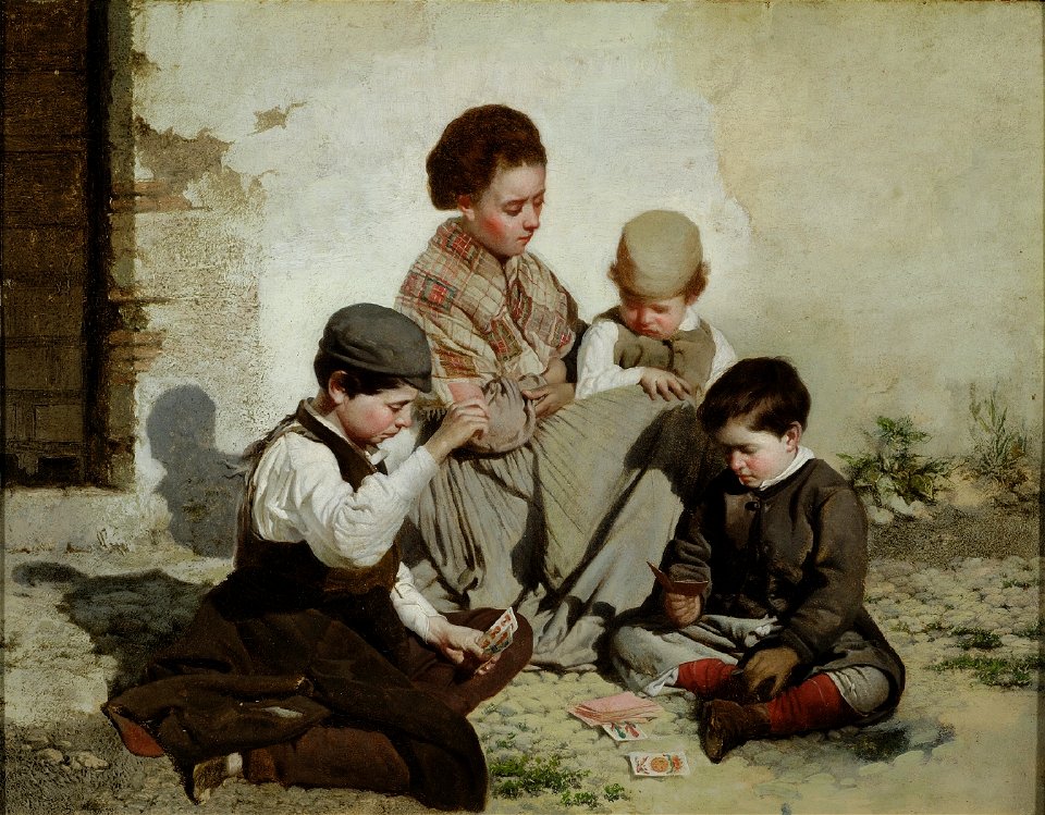 Chicos jugando a las cartas - Rafael Romero de Barros