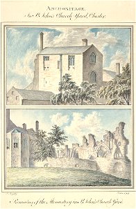 Anchoritage in St. John's Church yard, Chester; Remains of the monastery in St John's Church yard., 1793