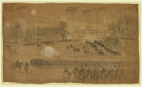 Commencement of the battle of Hanover Ct. House. 1-45 PM. LCCN2004660266