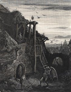 Comment le diable fut trompé par une vieille - Chapitre XLII du Quart Livre illustré par Gustave Doré