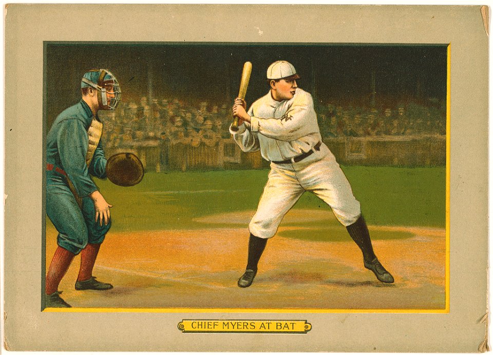 Chief Myers at bat, baseball card portrait LCCN2007685710