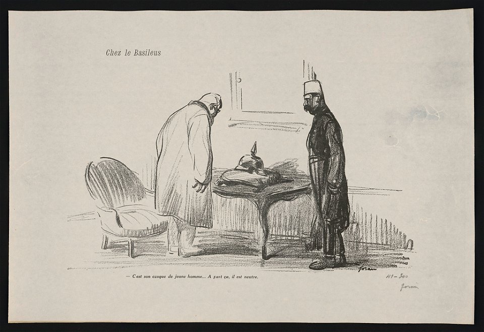 Chez le Basileus. C'est son casque de jeune homme... A part ça, il est neutre LCCN2015648133