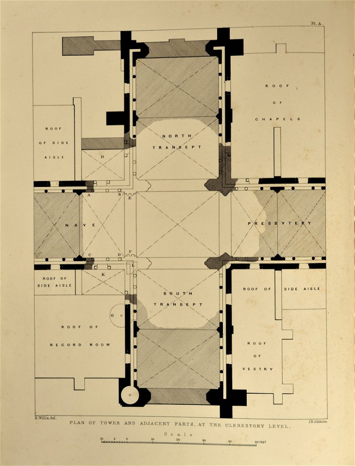 chichester-cathedral-plan-of-crossing-willis-1861-free-stock