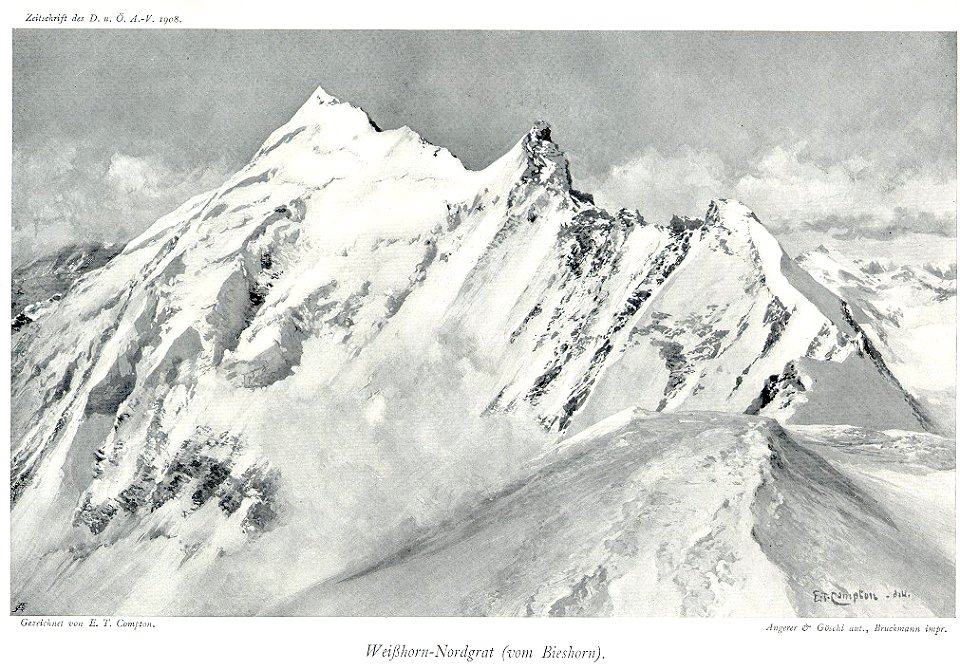 Compton, 1908, Weißhorn-Nordgrat vom Bieshorn