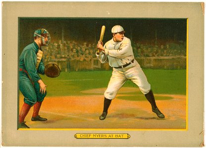 Chief Myers at bat, baseball card portrait LCCN2007685710