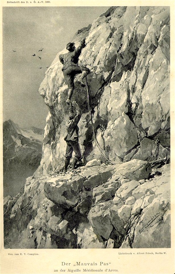 Compton, 1895, Der Mauvais Pas an der Aiguille Méridionale d’Arves
