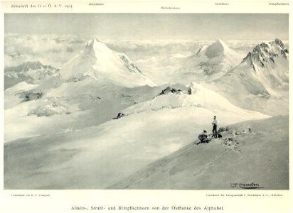 Compton, 1903, Allalin-, Strahl- und Rimpfischhorn von der Ostflanke des Alphubel